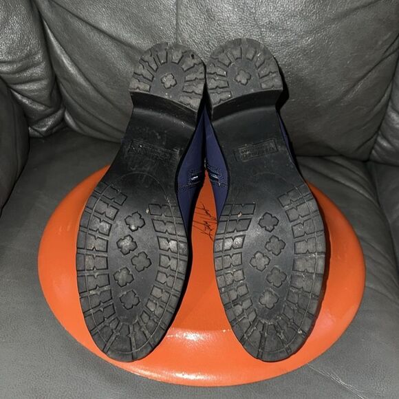 London Fog 10 Owynn Navy Black Soles Block Heel Non Slip Waterproof Ankle Boots - Picture 8 of 10